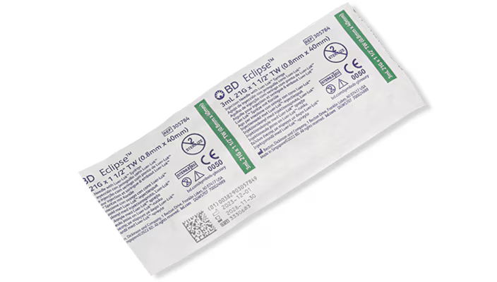 BD Eclipse Needle 21G x 1 1/2" With Detachable 3ml BD Luer-Lok Syringe - Box of 50