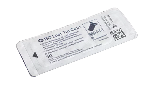BD Luer Tip Black Cap Sterile Tray of 10 - Pack of 500 - 