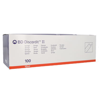 BD Discardit 10ml Eccentric Tip Syringe, 2 Piece x 100 - Becton Dickinson