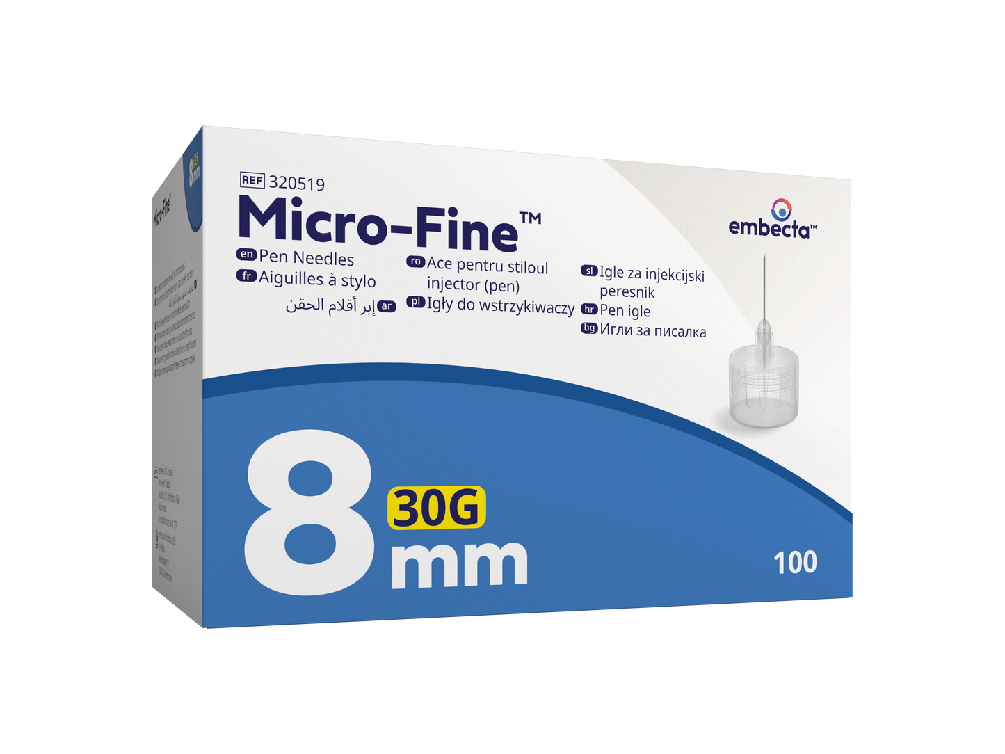Micro - Fine™ 8mm, 30g insulin Pen Needle  - Box of 100