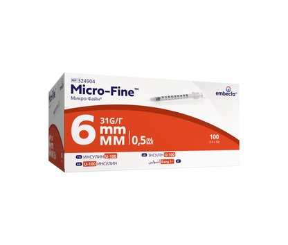 Micro - Fine™ 0.5ml, 6mm insulin syringe - Box of 100