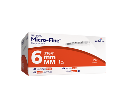 Micro - Fine™ 1ml, 6mm insulin syringe - Box of 100