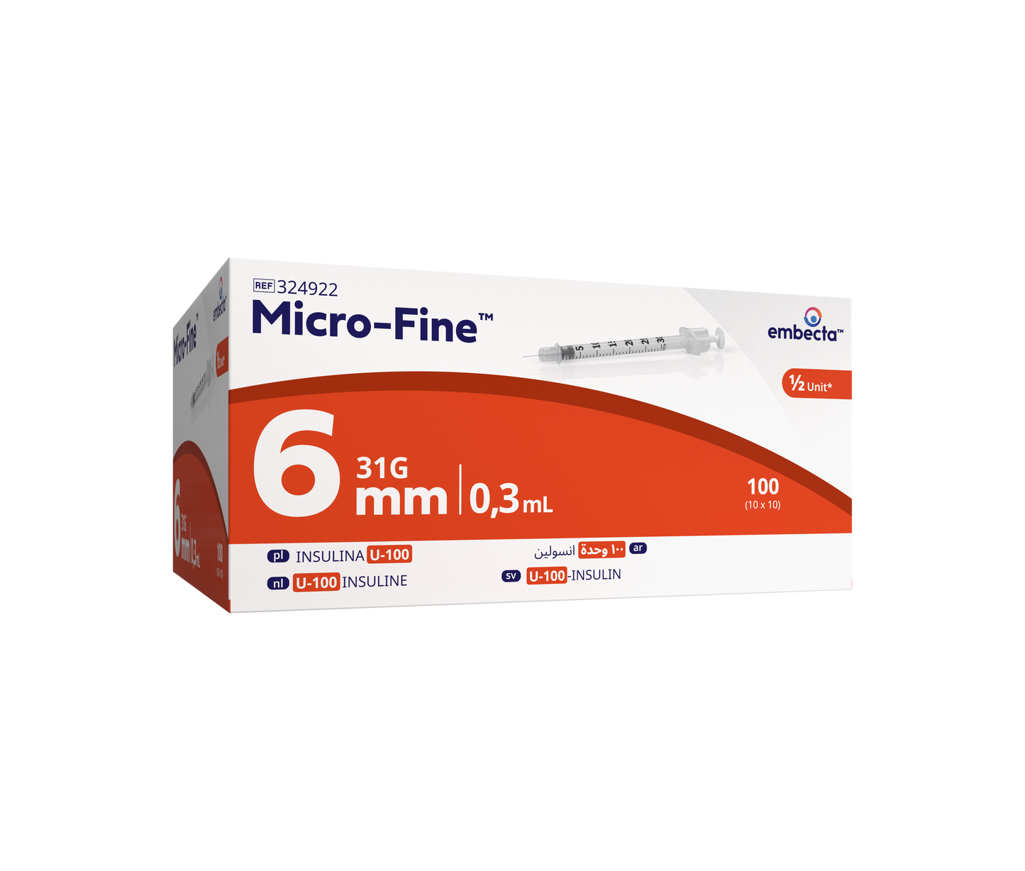 Micro - Fine™ 0.3ml, 6mm insulin syringe - Box of 100