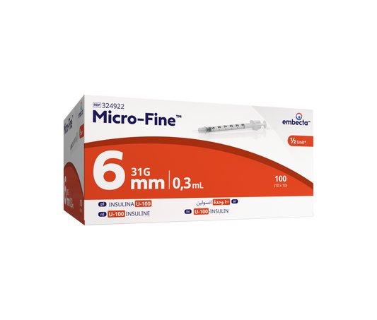 Micro - Fine™ 0.3ml, 6mm insulin syringe - Box of 100