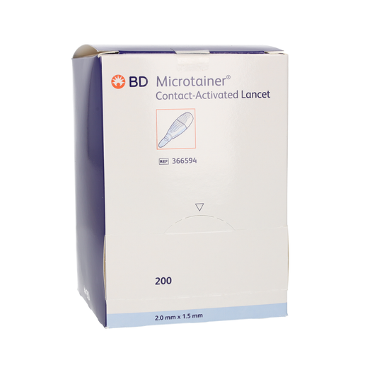 BD Microtainer Contact Activated Lancet - Blue - Box of 200 - Becton Dickinson