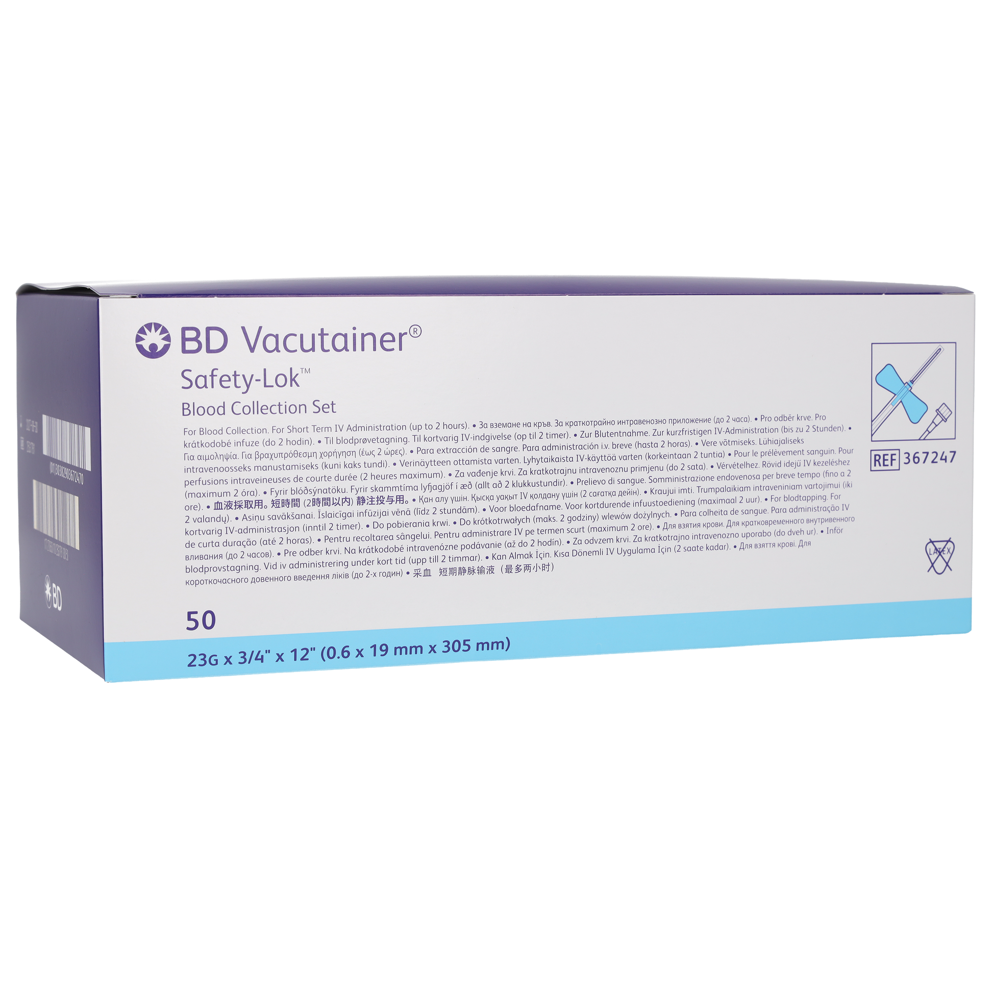 BD Safety-Lok Blood Set 23g x 0.75 x 50 W/out Luer Adaptor 12 Tubing - Becton Dickinson
