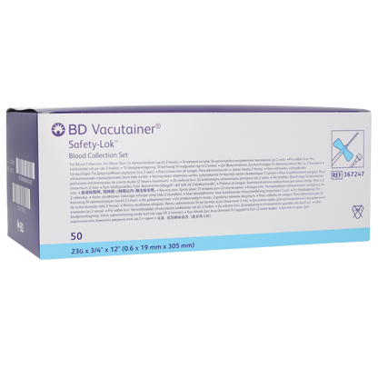 BD Safety-Lok Blood Set 23g x 0.75 x 50 W/out Luer Adaptor 12 Tubing - Becton Dickinson