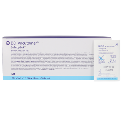 BD Safety-Lok Blood Set 23g x 0.75 x 50 W/out Luer Adaptor 12 Tubing - Becton Dickinson