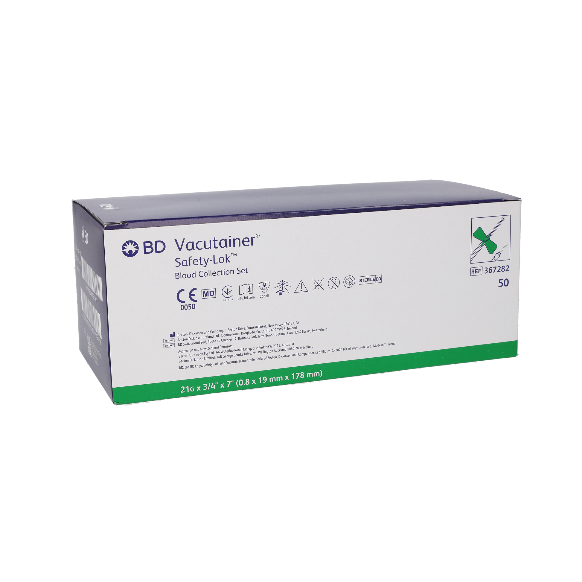 BD Safety-Lok Blood Set 21g x 0.75 x50 Luer Adaptor 7 Tubing