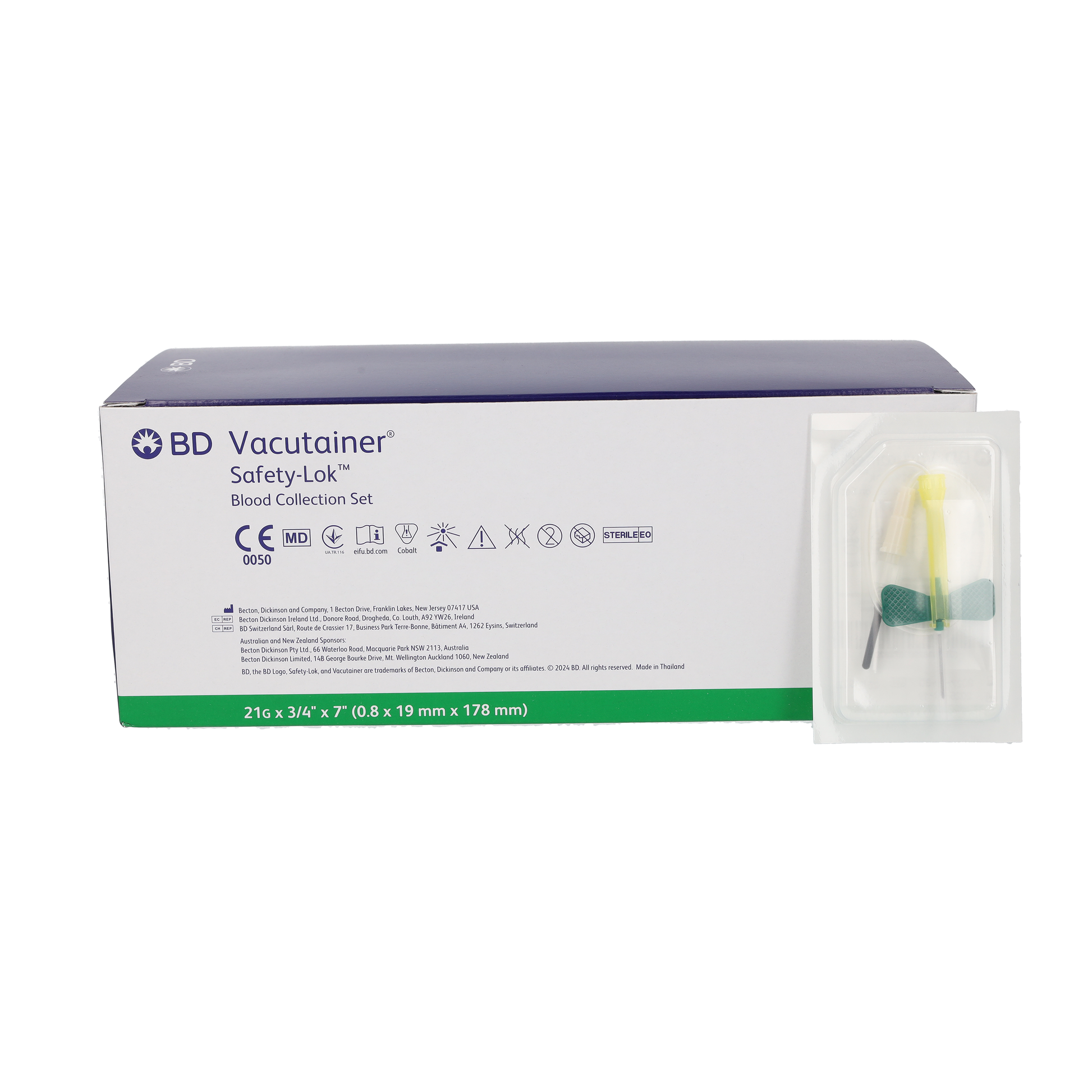 BD Safety-Lok Blood Set 21g x 0.75 x50 Luer Adaptor 7 Tubing