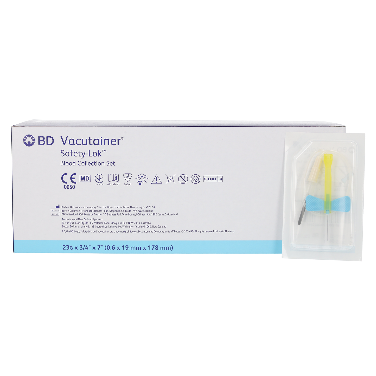 BD Vacutainer Safety Lok Blood Set 23g x 7" Tubing x 50 - Becton Dickinson
