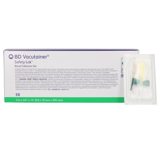 BD Vacutainer Safety Lok Blood Set 21g x 12" Tubing x 50