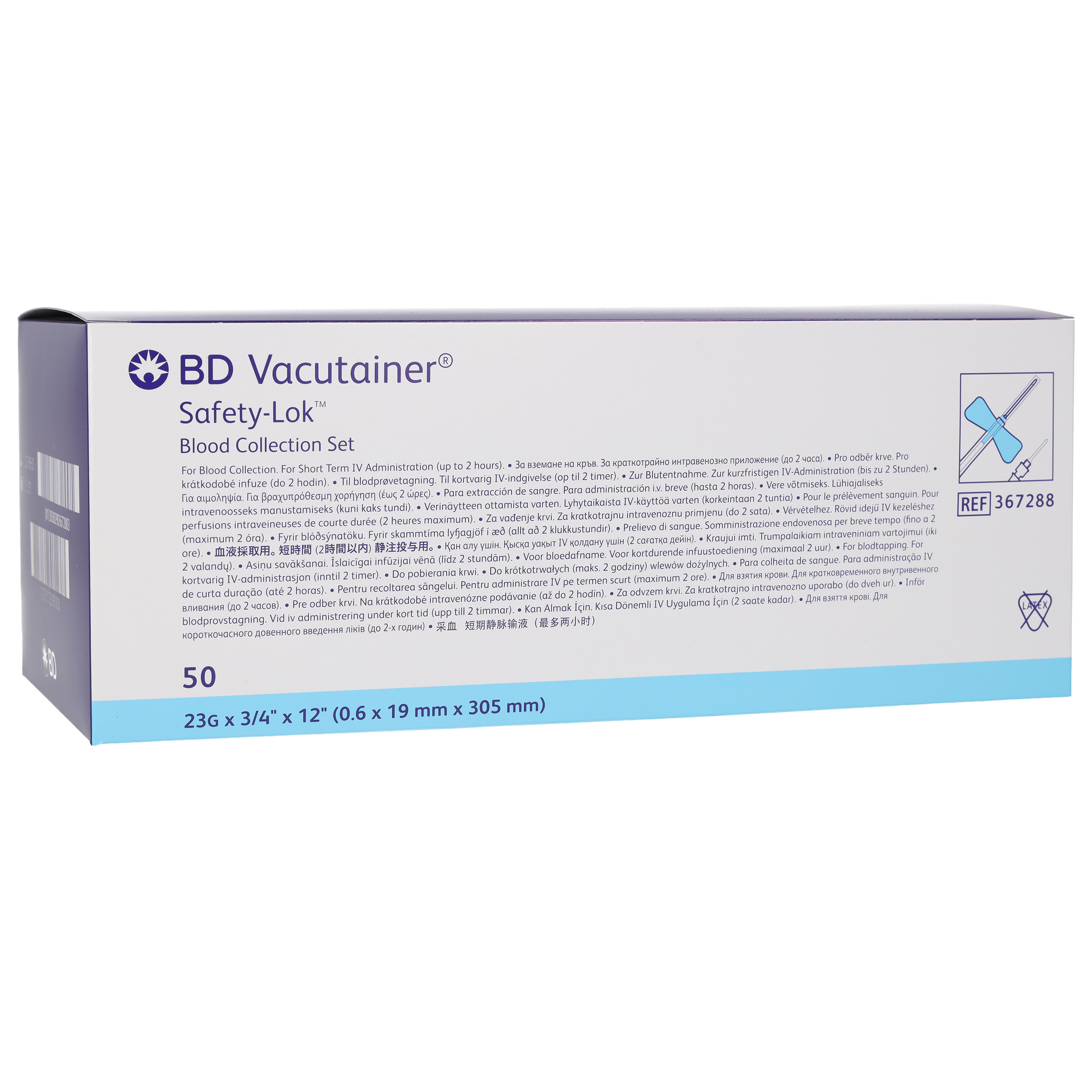 BD Safety-Lok Blood Set 23g x 0.75 x 50 Luer Adaptor 12 Tubing - Becton Dickinson