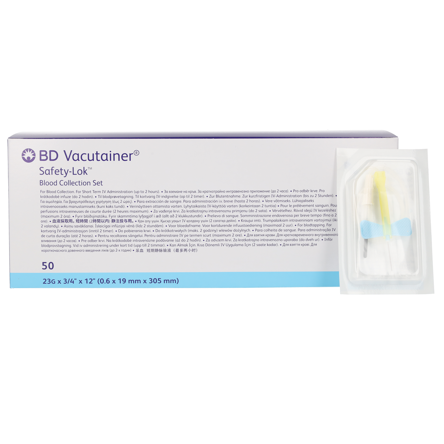 BD Safety-Lok Blood Set 23g x 0.75 x 50 Luer Adaptor 12 Tubing - Becton Dickinson