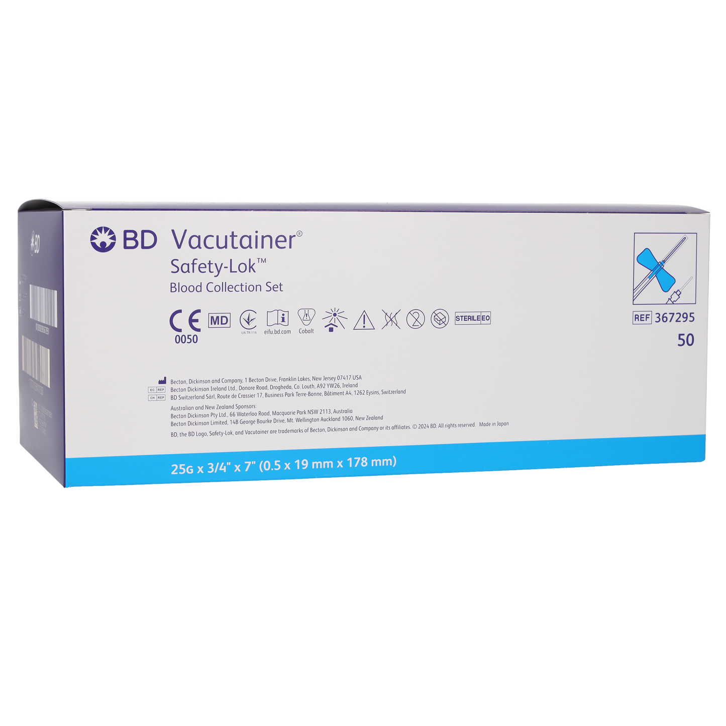 BD Safety-Lok Blood Set 25g x 0.75 x 50 With Luer Adaptor 7 Tubing - Becton Dickinson