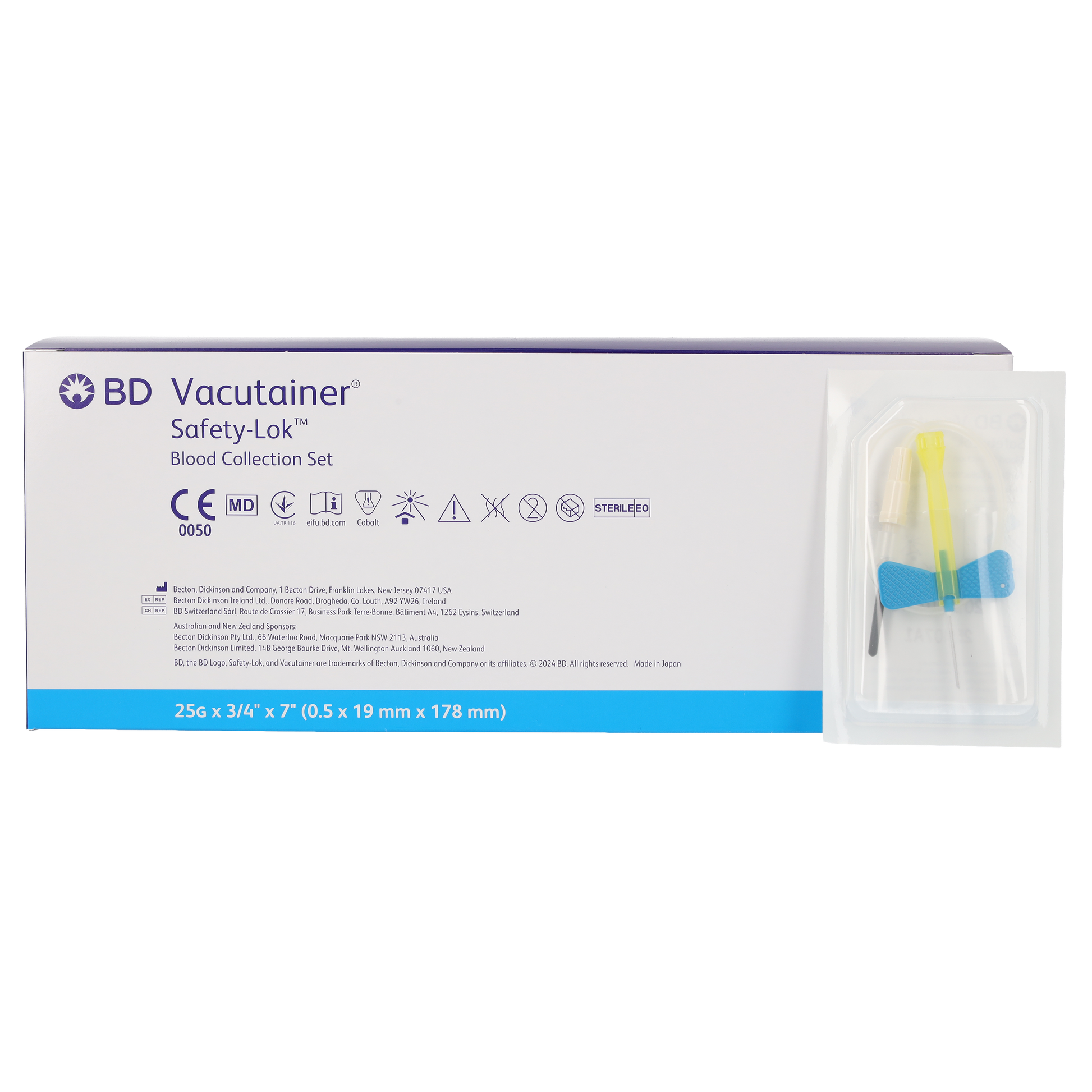 BD Safety-Lok Blood Set 25g x 0.75 x 50 With Luer Adaptor 7 Tubing - Becton Dickinson