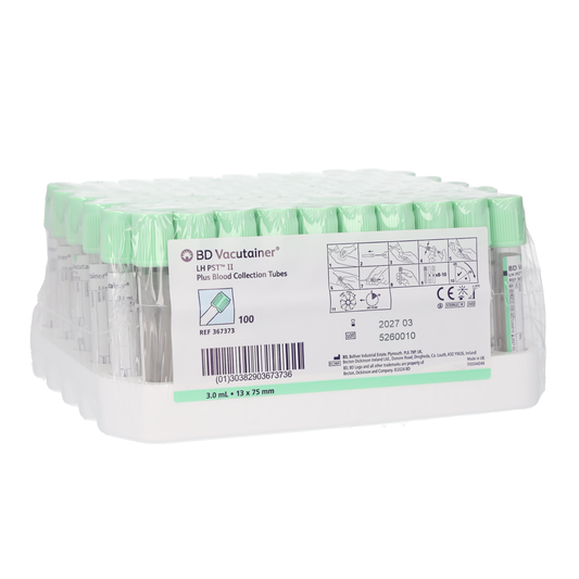 BD Vacutainer PST II Tube 3ml with Light Green Hemogard Closure - Box of 100 - Becton Dickinson
