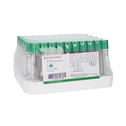 BD Vacutainer™ Heparin Plasma Tubes - 10ml - Pack of 100 - Becton Dickinson