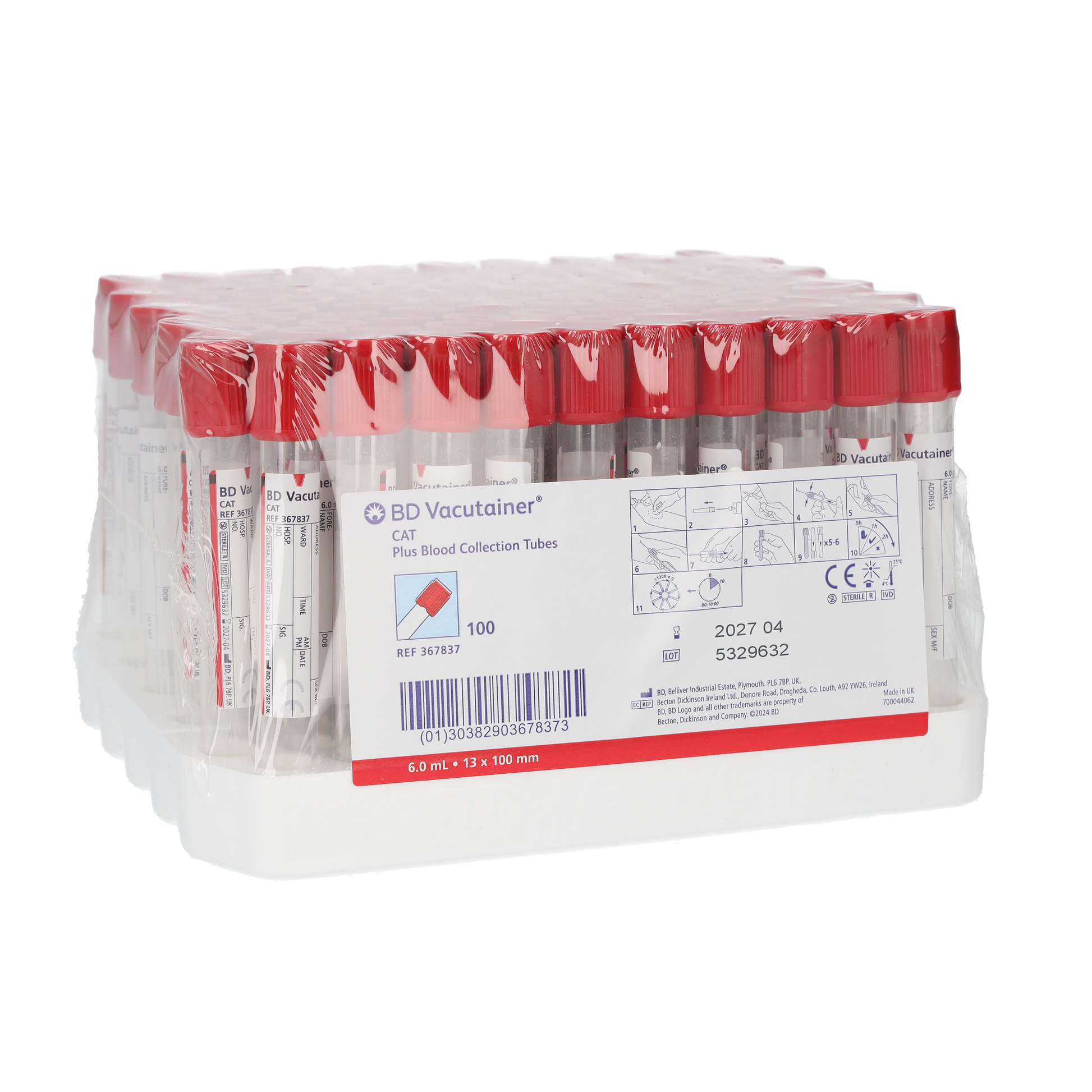 Vacutainer Plastic Serum Tube 6ml x 100