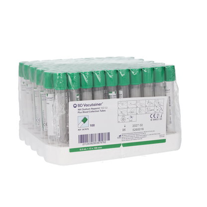 Vacutainer Tube Sodium Heparin tube, Green, 6ml, 13x 100mm - Per100 - Becton Dickinson