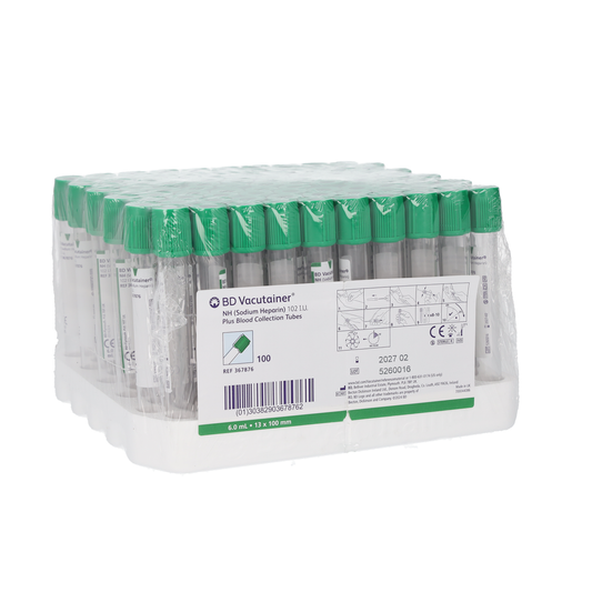 Vacutainer Tube Sodium Heparin tube, Green, 6ml, 13x 100mm - Per100 - Becton Dickinson