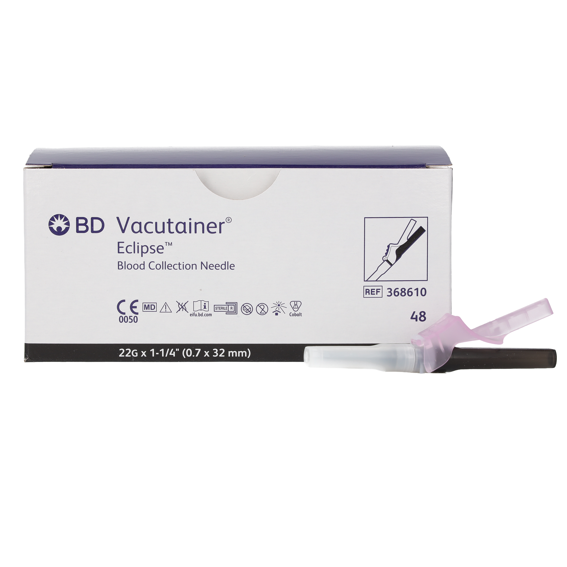 Vacutainer Eclipse Needle - Black 22g 1.25" x 48 - 