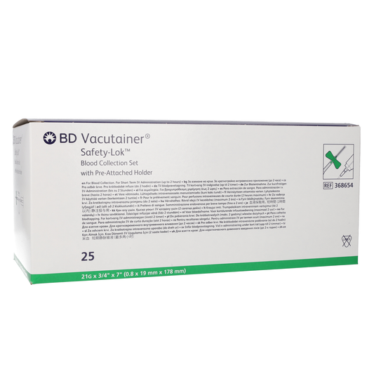 BD Safety-Lok Blood Collection Set 21g x 0.75" 7" Tubing with Holder x 25 - 