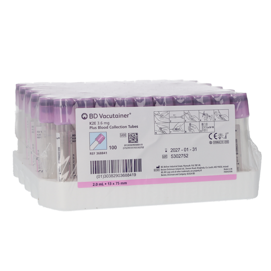 BD® Vacutainer® K₂EDTA 3.6mg Plus Blood Collection Tube, 2.0ml - Pack of 100 - Becton Dickinson