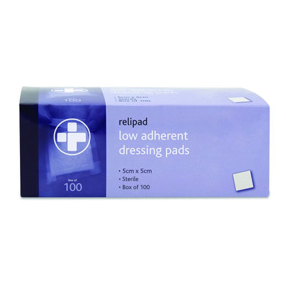 Relipad low-adherent Sterile dressing pads 5 x 5cm - Pack of 100