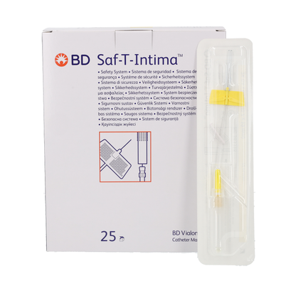 Saf-T-Intima Close with PRN adapter 24G x 0.75" - Easch - Yellow - Box of 25 - Becton Dickinson