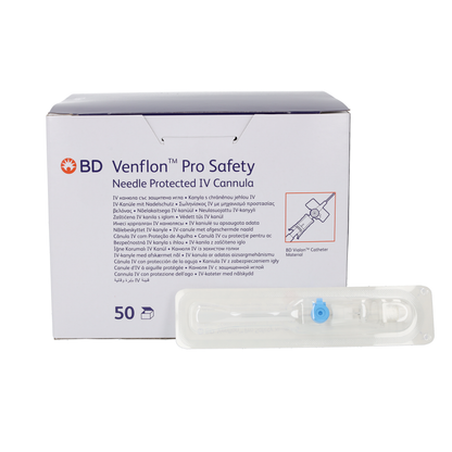 BD Venflon Pro Safety™  22g x 25mm, Blue - Box of 50 - 