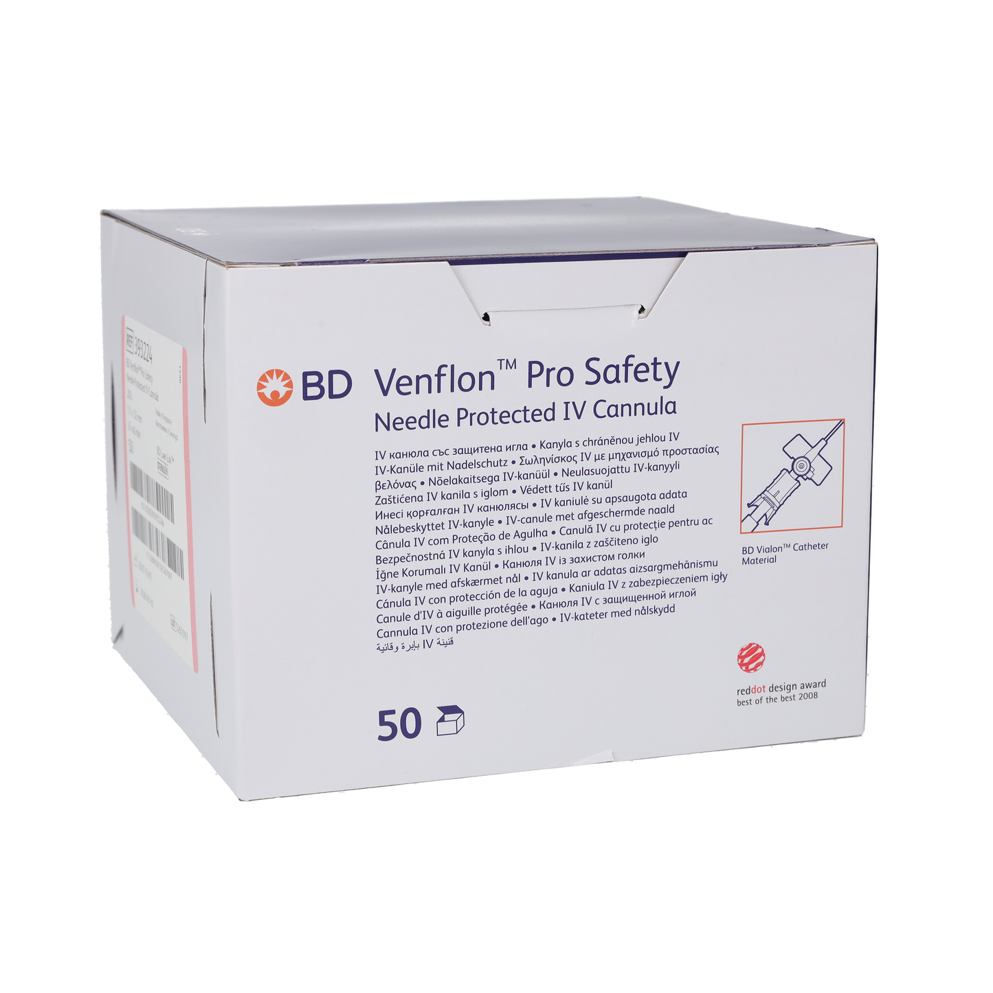 BD Venflon Pro Safety 20g x 32mm, Pink - Box of 50 - Becton Dickinson