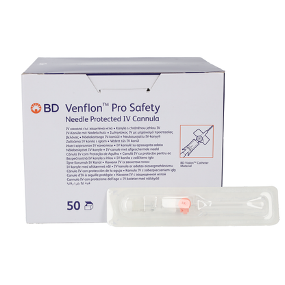 BD Venflon Pro Safety 20g x 32mm, Pink - Box of 50 - Becton Dickinson