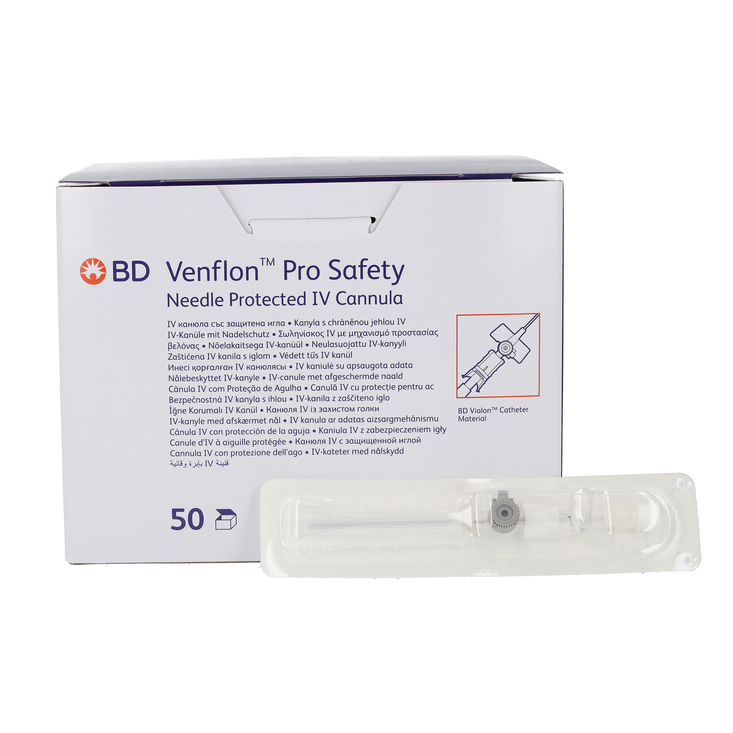 BD Venflon Pro Safety Peripheral Safety IV Cannula with Injection Valve Grey 16g 45mm (Single)