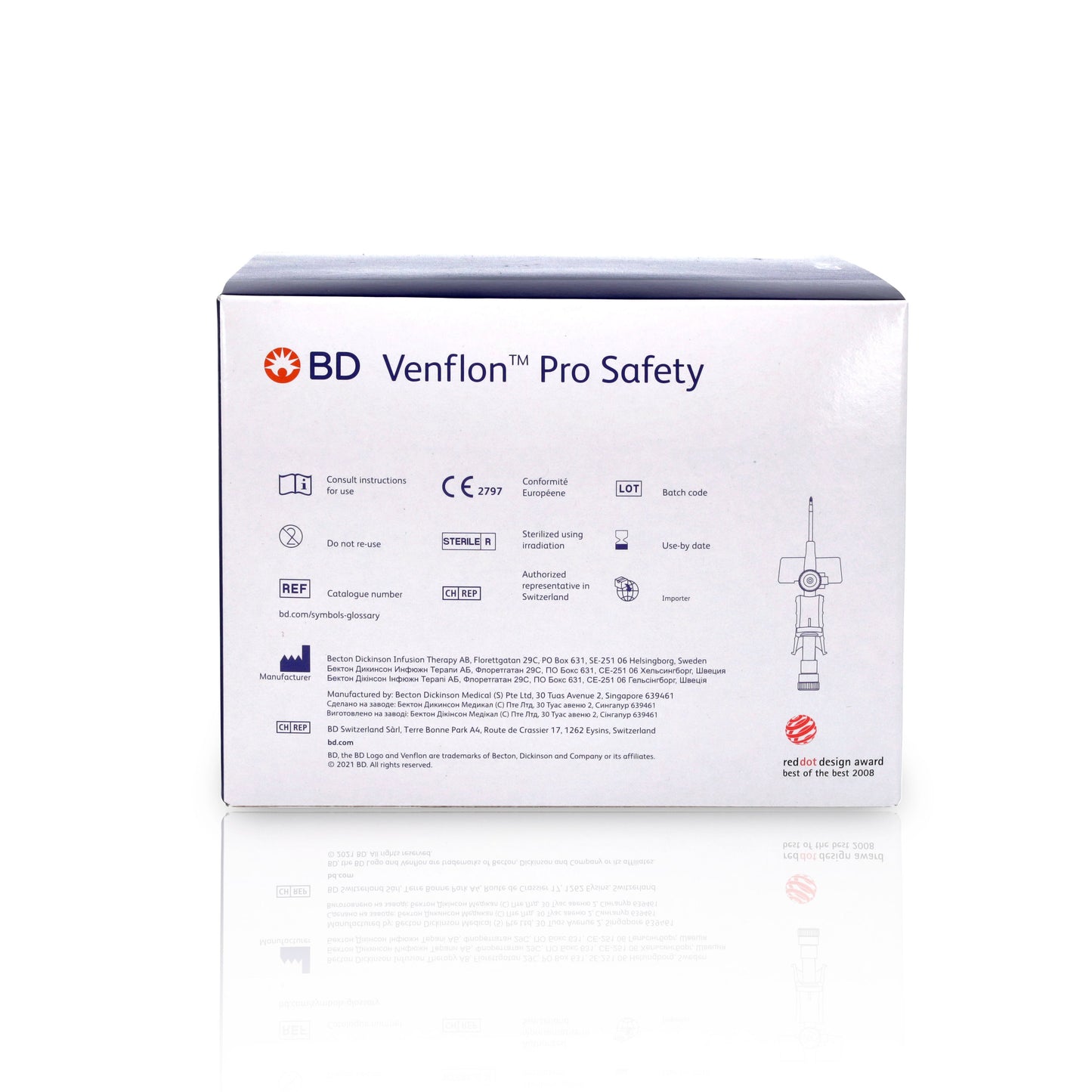 BD Venflon Pro Safety™  14g x 45mm, Orange - Box of 50 - Becton Dickinson