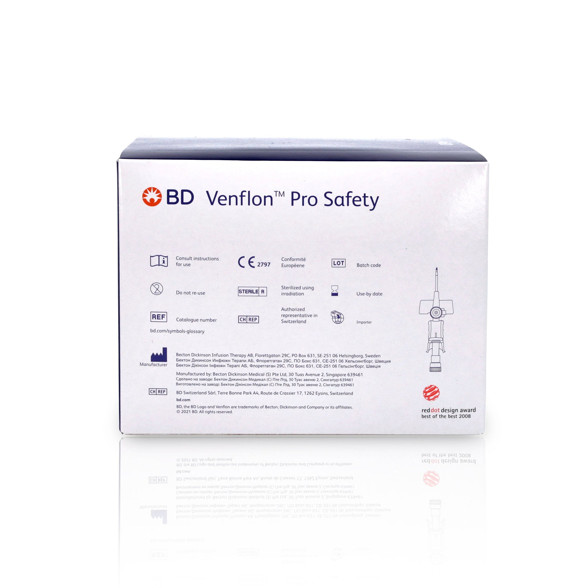 BD Venflon Pro Safety™  14g x 45mm, Orange - Box of 50 - Becton Dickinson
