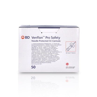 BD Venflon Pro Safety™  14g x 45mm, Orange - Box of 50 - Becton Dickinson