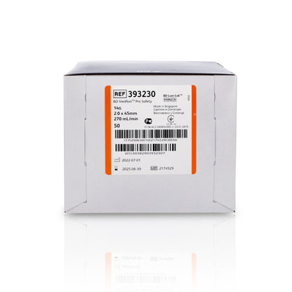 BD Venflon Pro Safety™  14g x 45mm, Orange - Box of 50 - Becton Dickinson