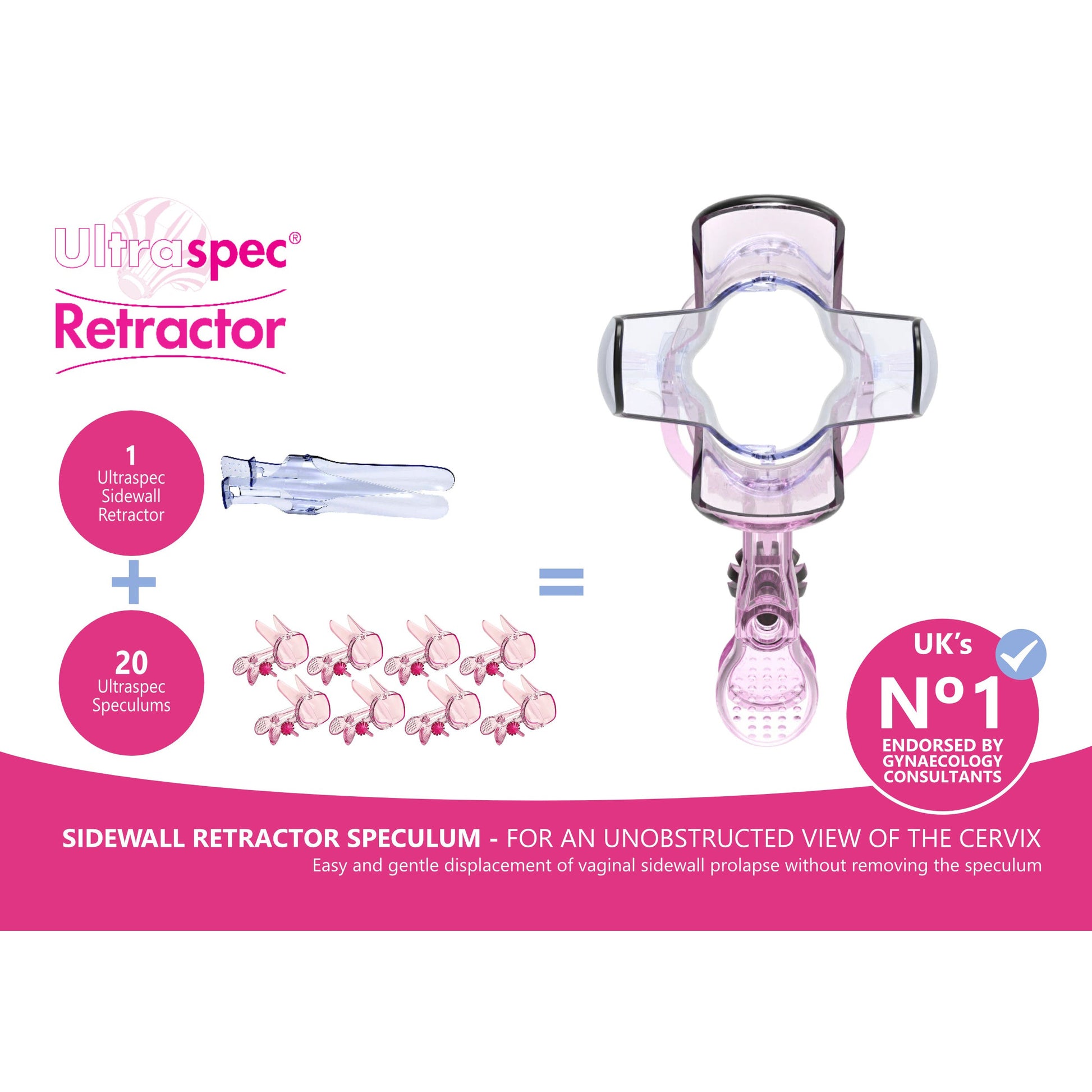 Speculum Ultraspec Medium - (Sterile) - Pack of 20 – Includes FREE Sidewall Retractor! - Ultraspec