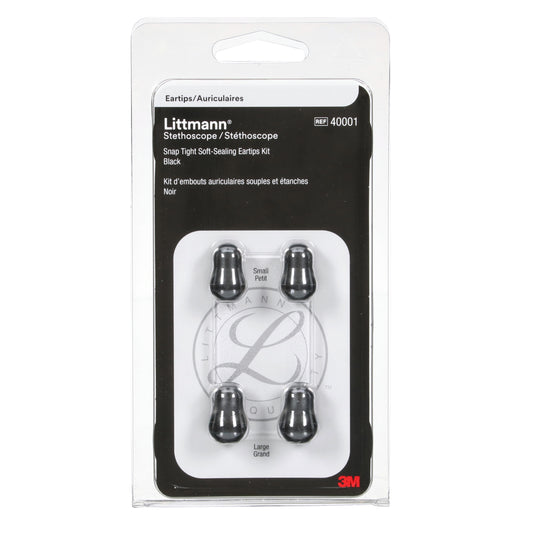 3M Littmann Snap Tight Soft-Sealing Eartips, Black Small & Large - Littmann Stethoscopes