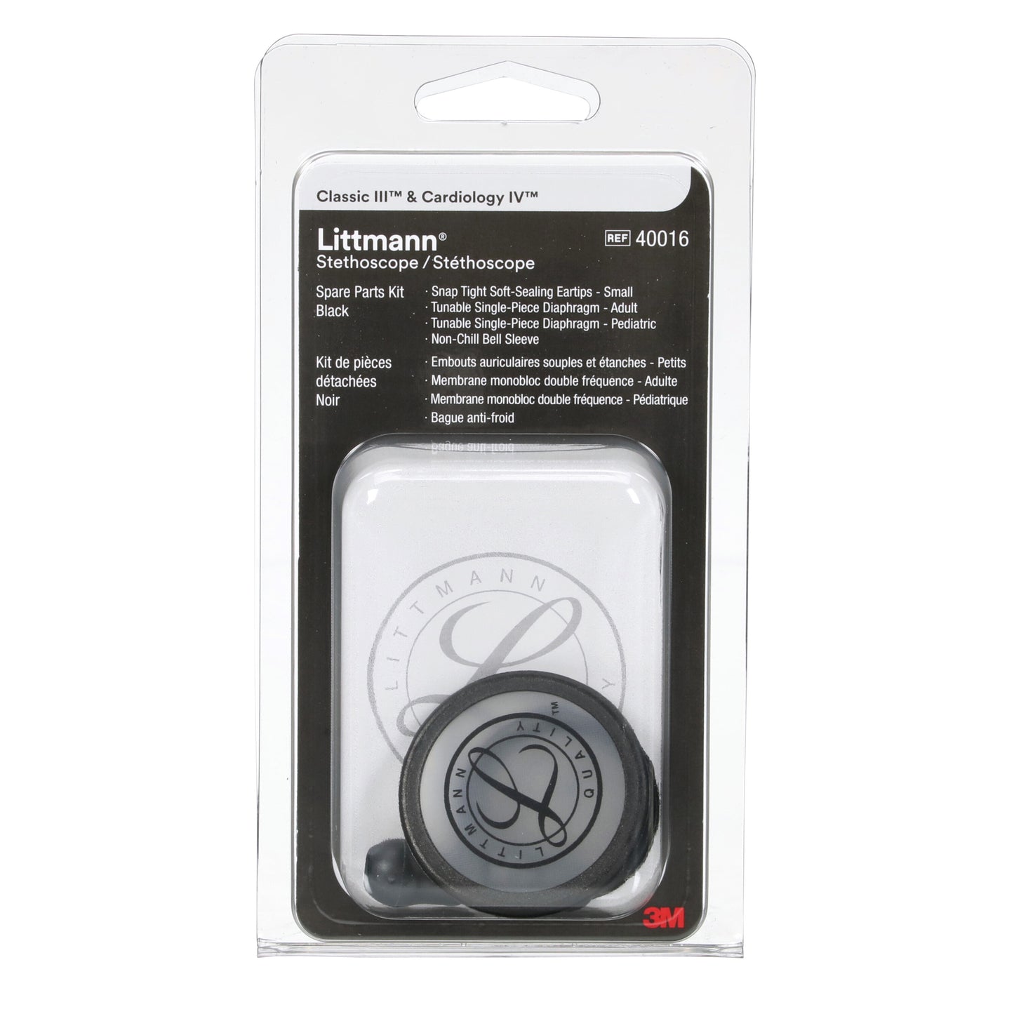 3M Littmann Spare Parts Kit - Classic III/Cardiology IV/CORE Stethoscopes - Black - Littmann Stethoscopes