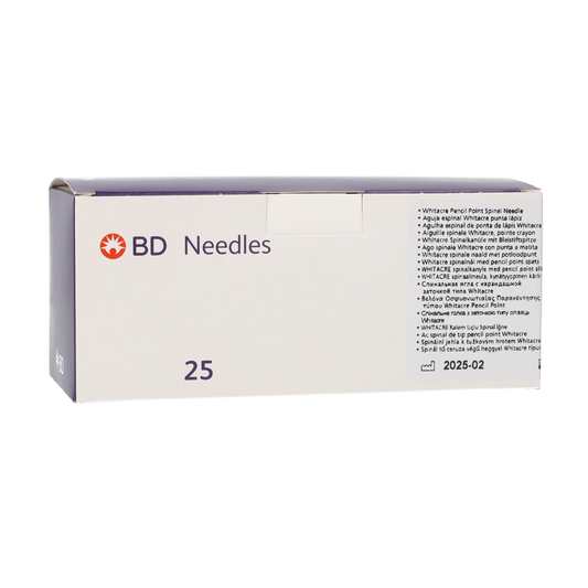 BD Whitacre Pencil Point Spinal Needle 22G 3 1/2" 90mm box of 25 - Becton Dickinson