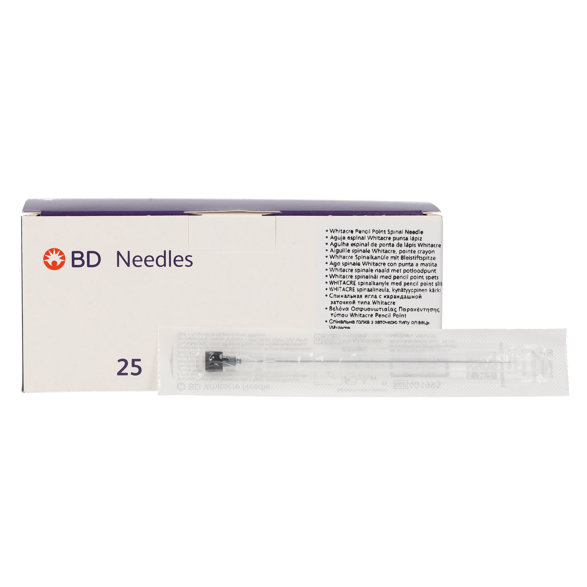 BD Whitacre Pencil Point Spinal Needle 22G 3 1/2" 90mm box of 25 - Becton Dickinson