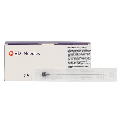 BD Whitacre Pencil Point Spinal Needle 22G 3 1/2" 90mm box of 25 - Becton Dickinson