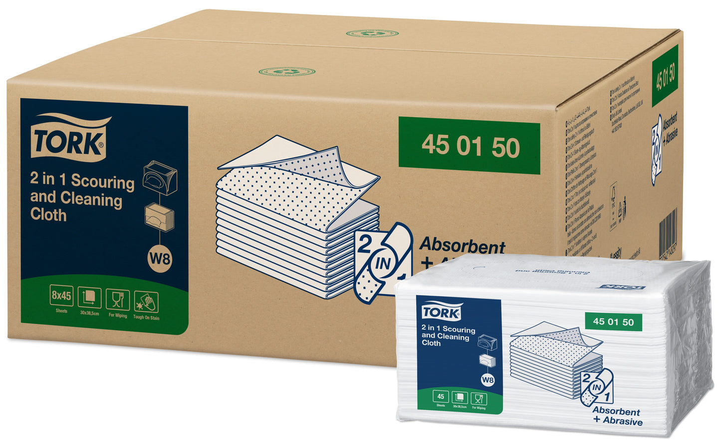 Tork 2 in 1 Scouring and Cleaning Cloth - Pack of 45 - 