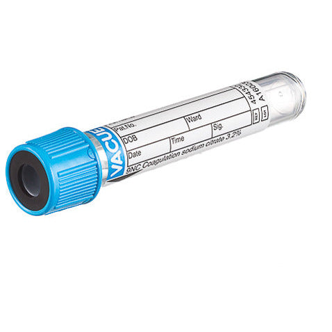 VACUETTE® Tube, Nac 3.2%, 3.5ml, Sandwich, Blue/Black, Sterile - Pack Of 50 - CLEARANCE -SHORT EXPIRY DATE - GBO