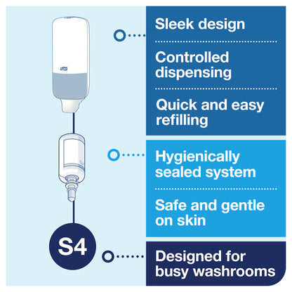 Tork Soap and Sanitiser Dispenser with Arm-Lever White S4 - 