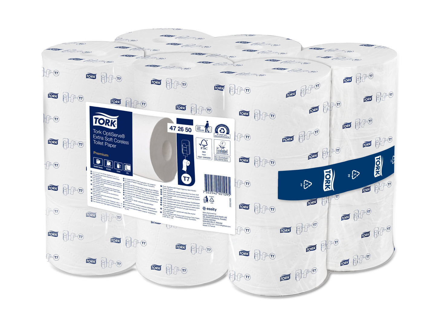 Tork OptiServe Premium Coreless Toilet Paper - 3 Ply - Pack of 18 - 