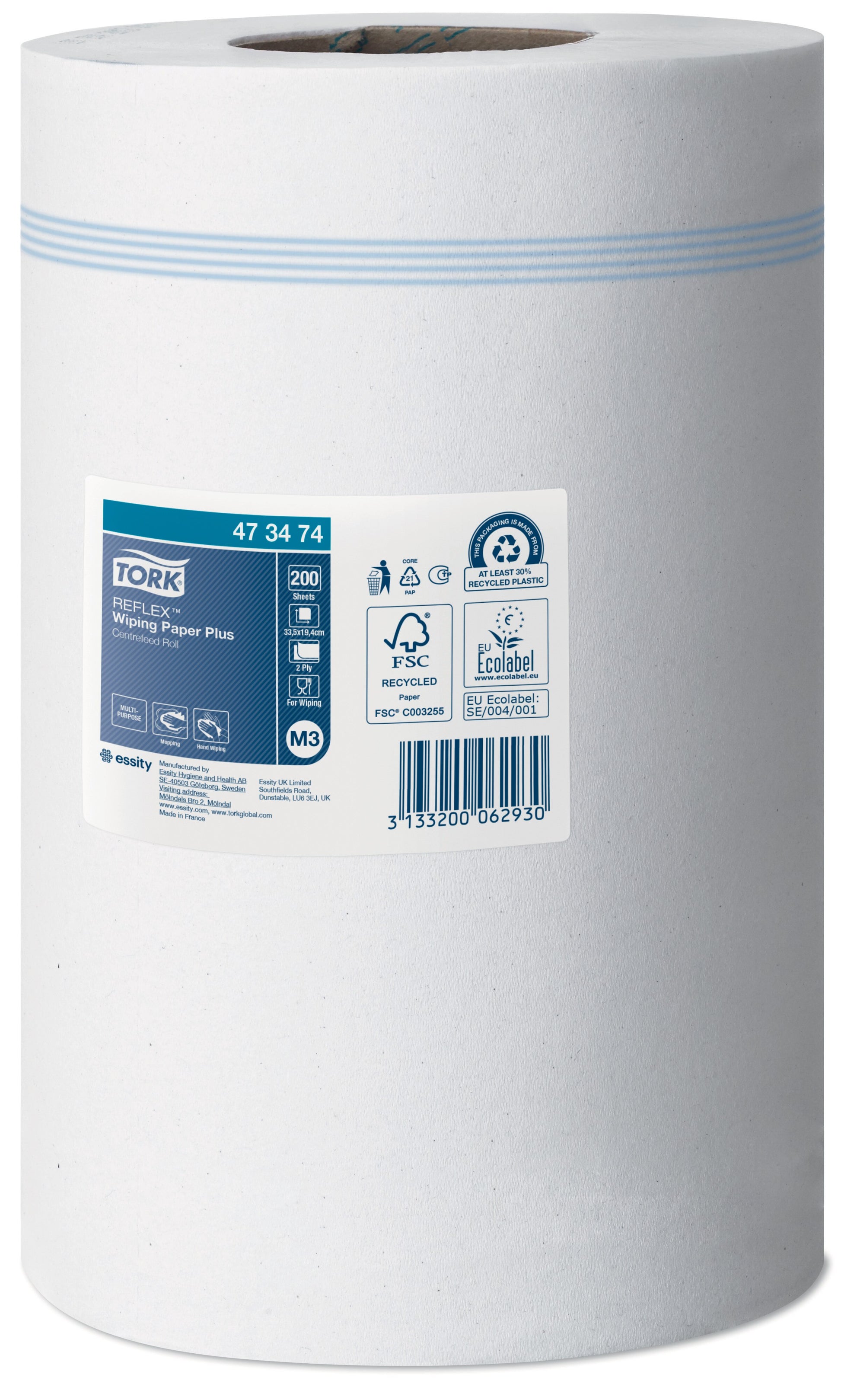 Tork Reflex Centrefeed Roll White 2ply - Case of 9 Rolls - 19.4cm x 67m - 