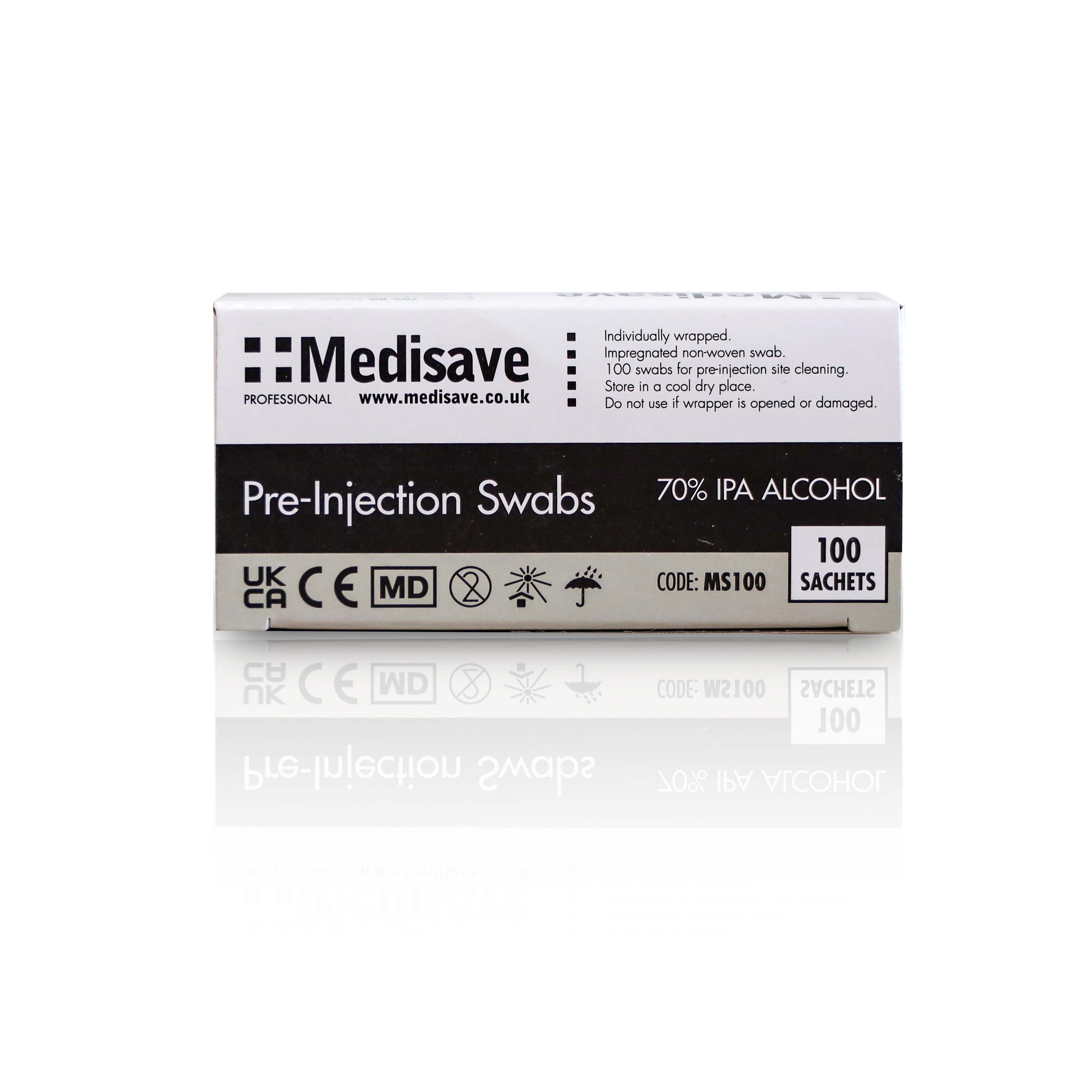 Medisave Professional 70% Alcohol IPA Pre-Injection Swabs x 100 ...